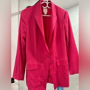 H&m pink zebra matching set blazer and dress pants